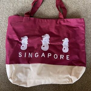 Singapore Red and Beige Tote Bag